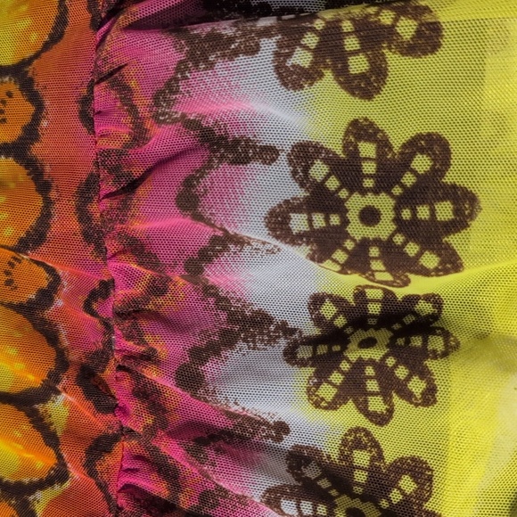 Y2K The Children's Place Brown and Pink Floral Groovy Print Girls Dress 4T - Picture 6 of 8